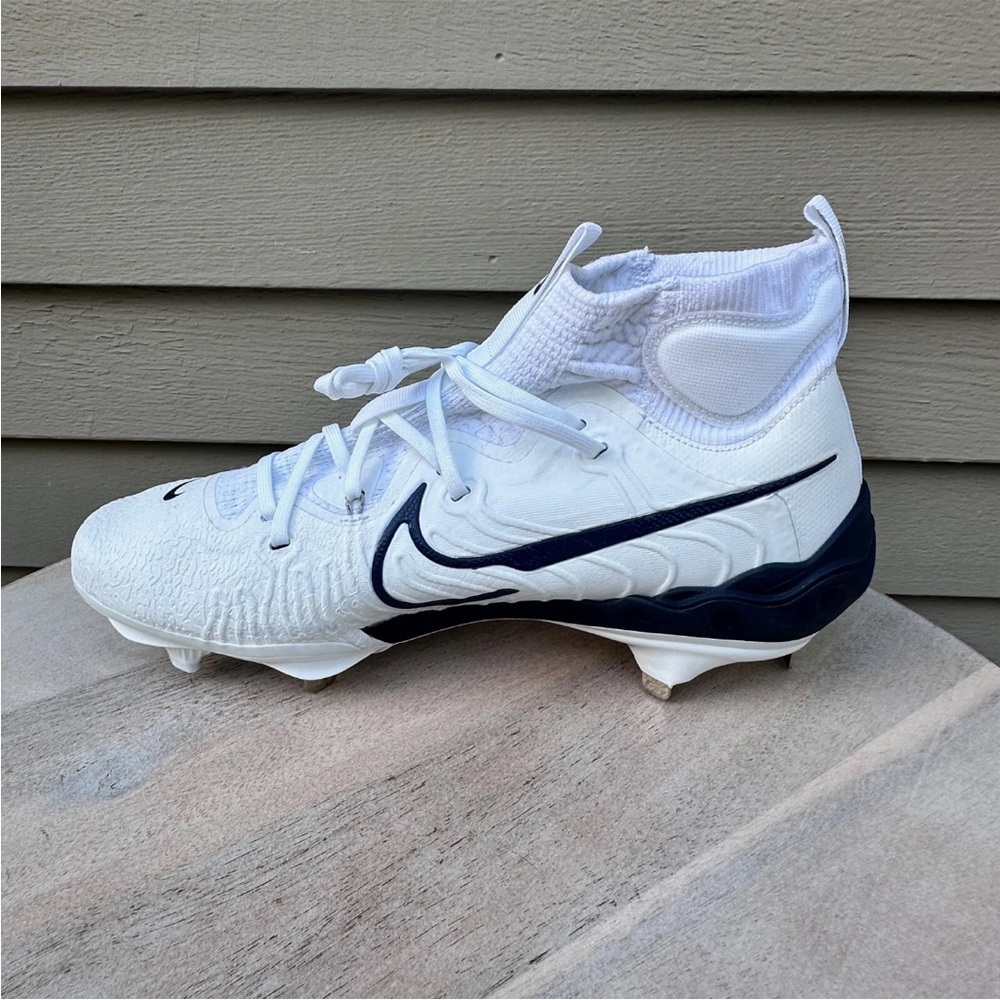 Nike Alpha Huarache NXT White & Navy Metal‎ Men’s Baseball Cleats Sz 7.5 - Picture 4 of 8